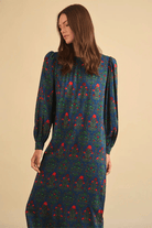 Dresses - Hunter Bell - Crosby Dress in Midnight Garden - Archery Close