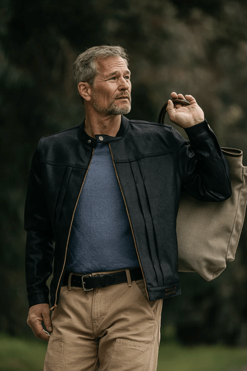 Outerwear - Hiroshi Kato - Cruiser Jacket 14oz Coated in Black Raw - Archery Close