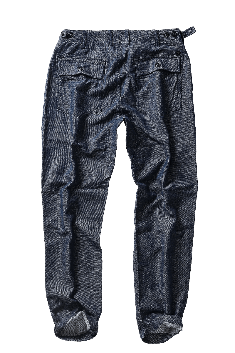 Dark blue jeans on a white background