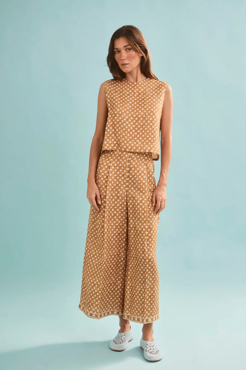 Pants - Hunter Bell - Cunningham Pant in Coconut Sand Dot - Archery Close