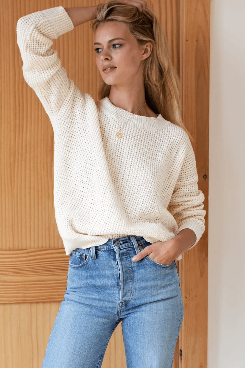 Sweater - Emerson Fry - Daily Sweater in Ivory Organic - Archery Close