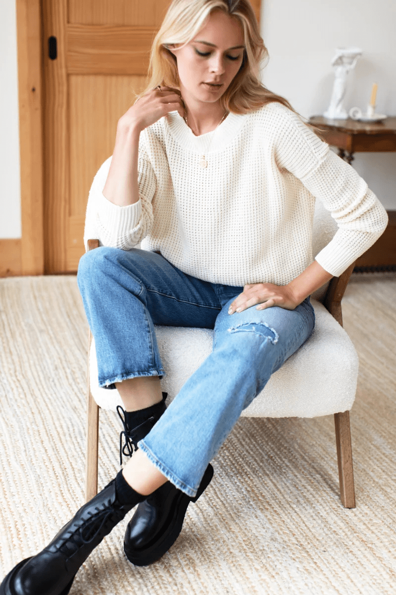 Sweater - Emerson Fry - Daily Sweater in Ivory Organic - Archery Close