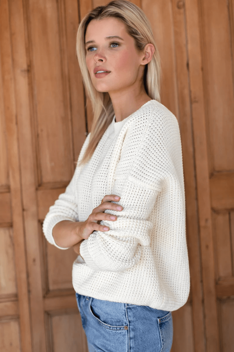 Sweater - Emerson Fry - Daily Sweater in Ivory Organic - Archery Close