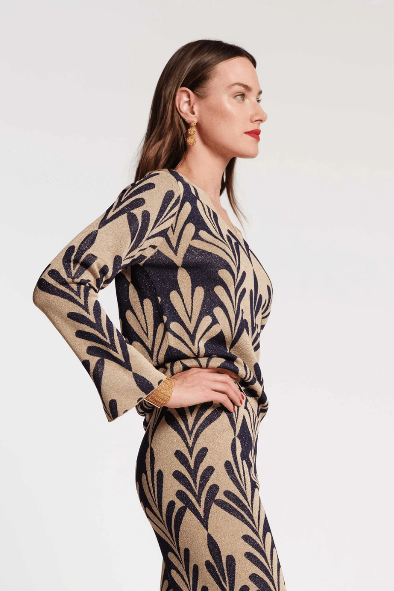 Shirts & Tops - Frances Valentine - Dakota Top in Royal Palm - Archery Close