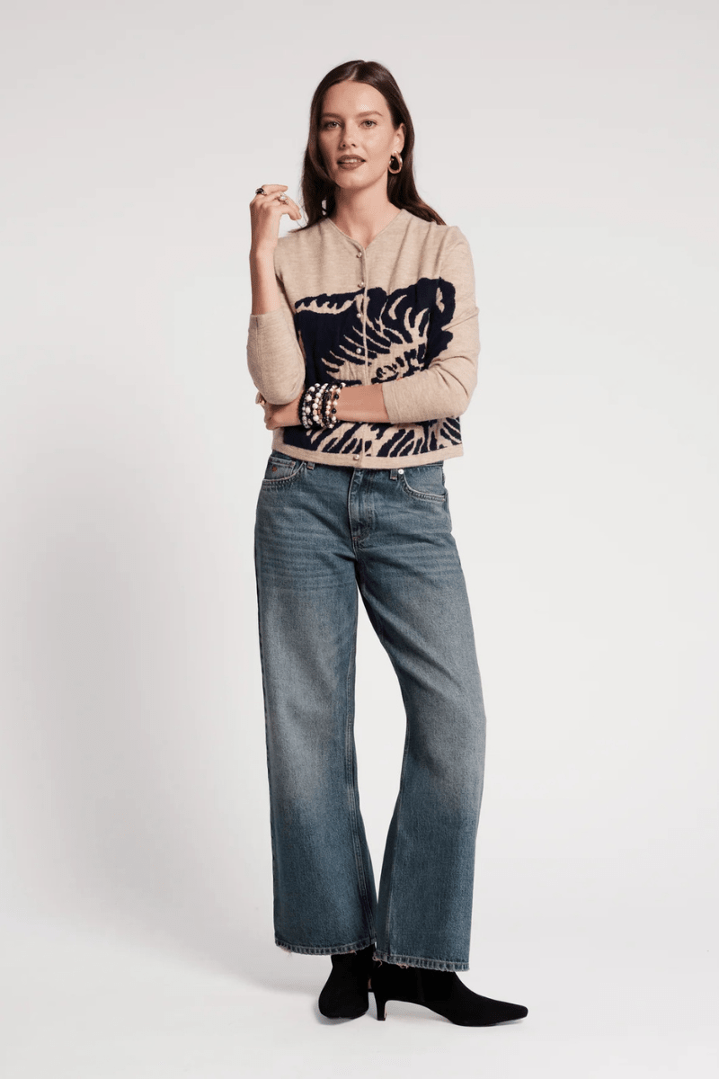 Sweater - Frances Valentine - Darling Cardigan in Camel Chrysanthemum - Archery Close