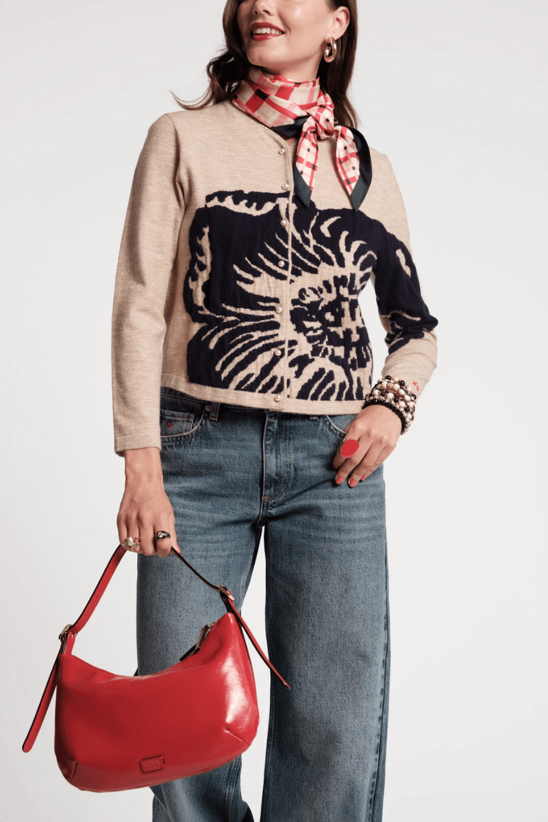 Sweater - Frances Valentine - Darling Cardigan in Camel Chrysanthemum - Archery Close