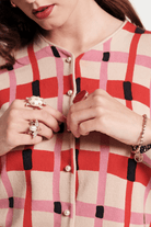 Sweater - Frances Valentine - Darling Cardigan in Lollipop Lattice - Archery Close