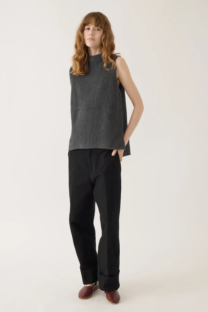 Sweater - DemyLee - Delaney Cotton Vest in Charcoal Heather - Archery Close