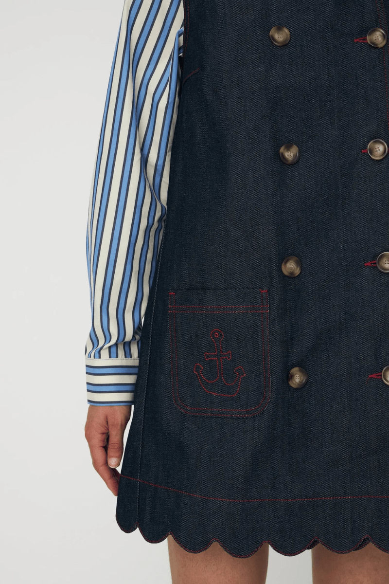 Dresses - Stella Nova - Denim Scallop Dress - Archery Close