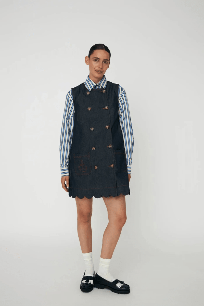 Dresses - Stella Nova - Denim Scallop Dress - Archery Close