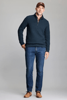 Sweatshirts - Billy Reid - Diamond Quilt Half Zip in Carbon Blue - Archery Close