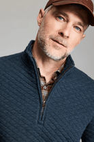Sweatshirts - Billy Reid - Diamond Quilt Half Zip in Carbon Blue - Archery Close