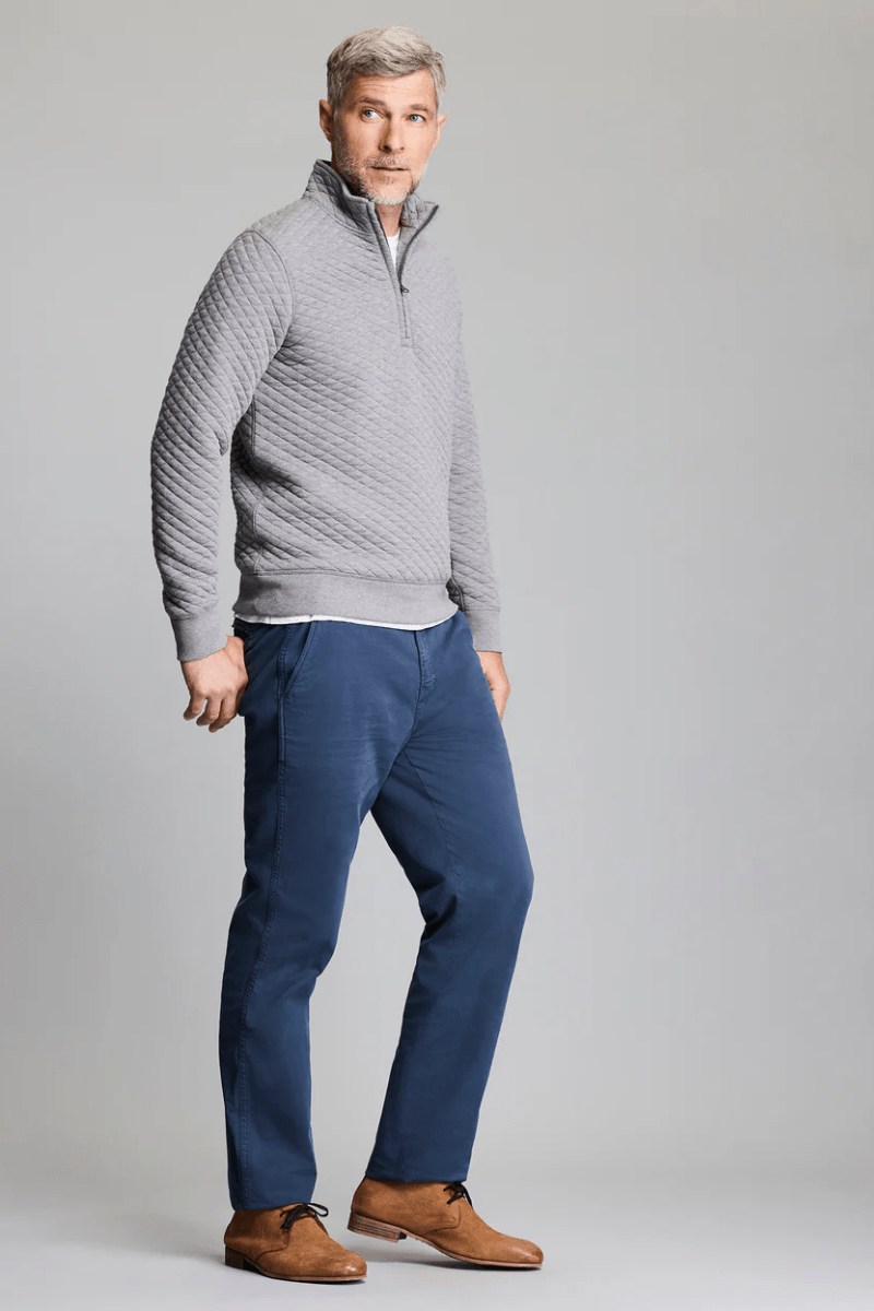 Sweatshirts - Billy Reid - Diamond Quilt Half Zip in Medium Grey - Archery Close