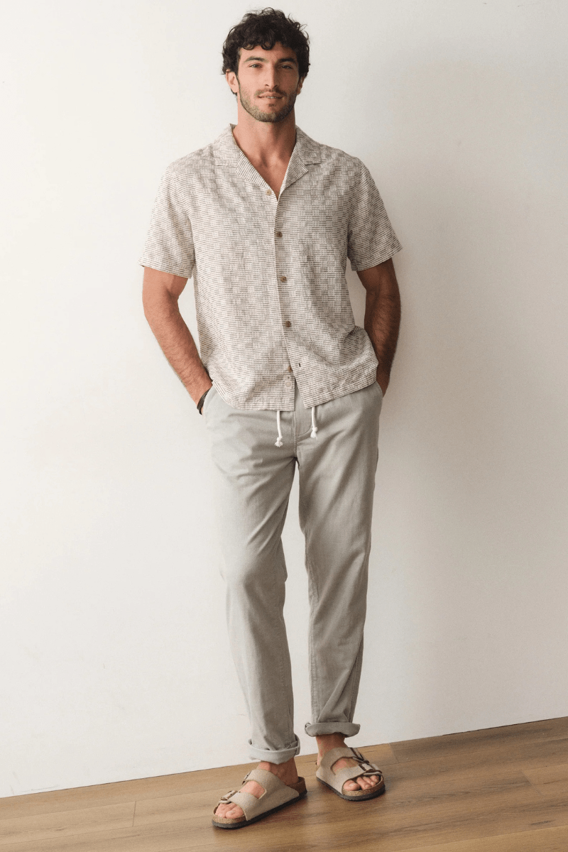 Shirts & Tops - Marine Layer - Dobby Resort Shirt in Natural/Brown Check - Archery Close