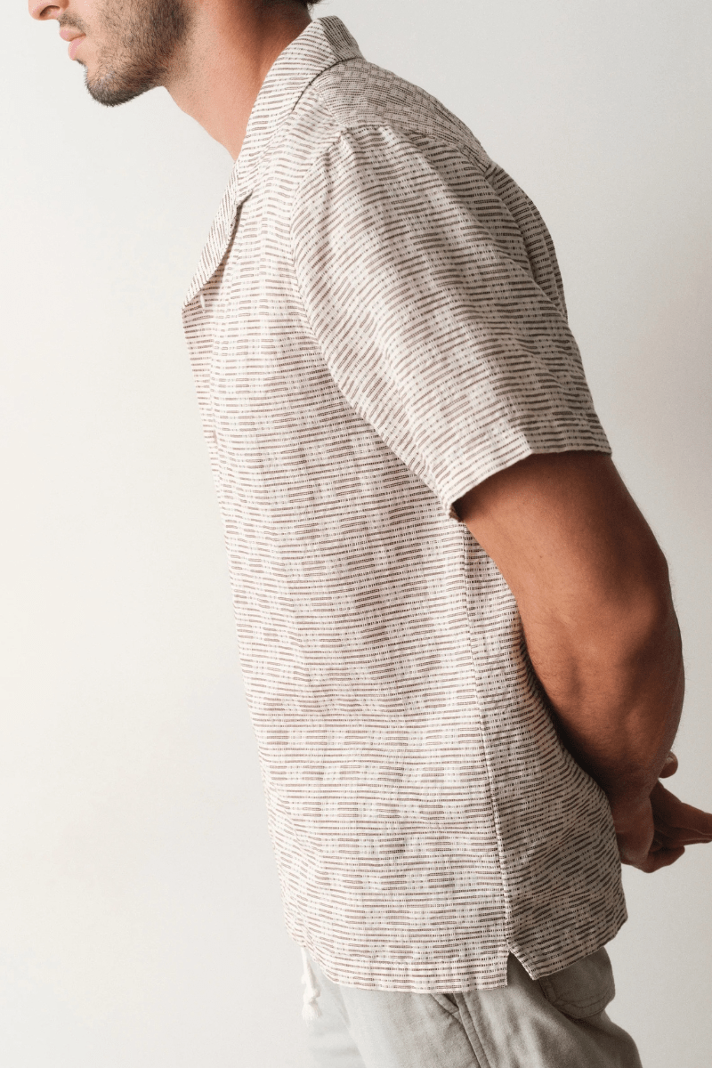Shirts & Tops - Marine Layer - Dobby Resort Shirt in Natural/Brown Check - Archery Close