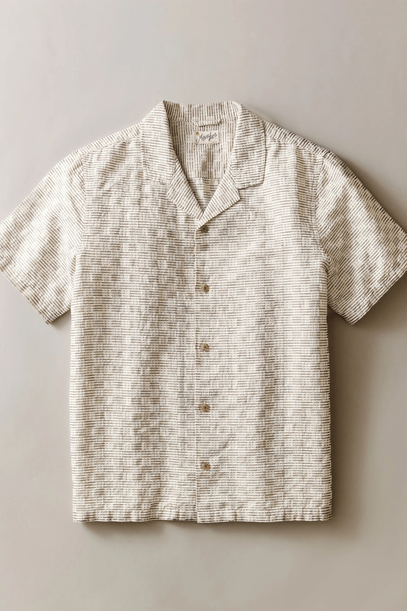 Shirts & Tops - Marine Layer - Dobby Resort Shirt in Natural/Brown Check - Archery Close