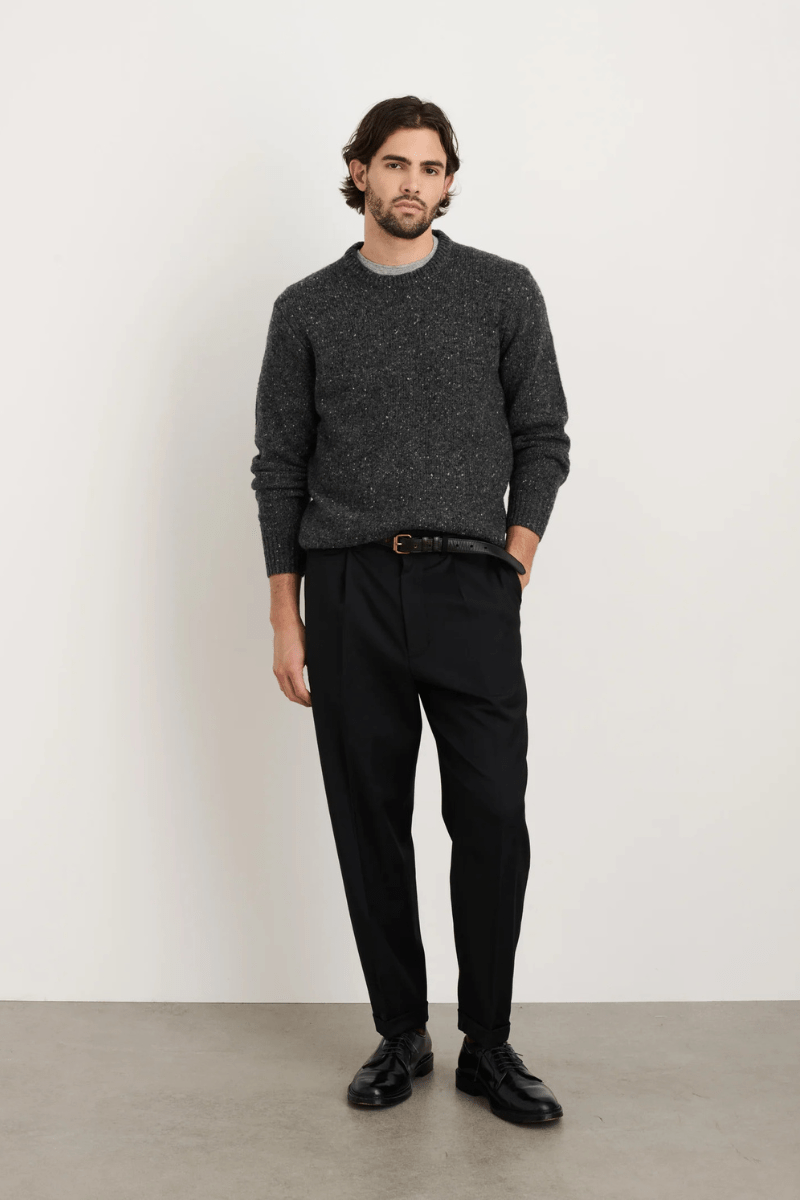 Sweater - Alex Mill - Donegal Crew Neck Sweater - Charcoal - Archery Close
