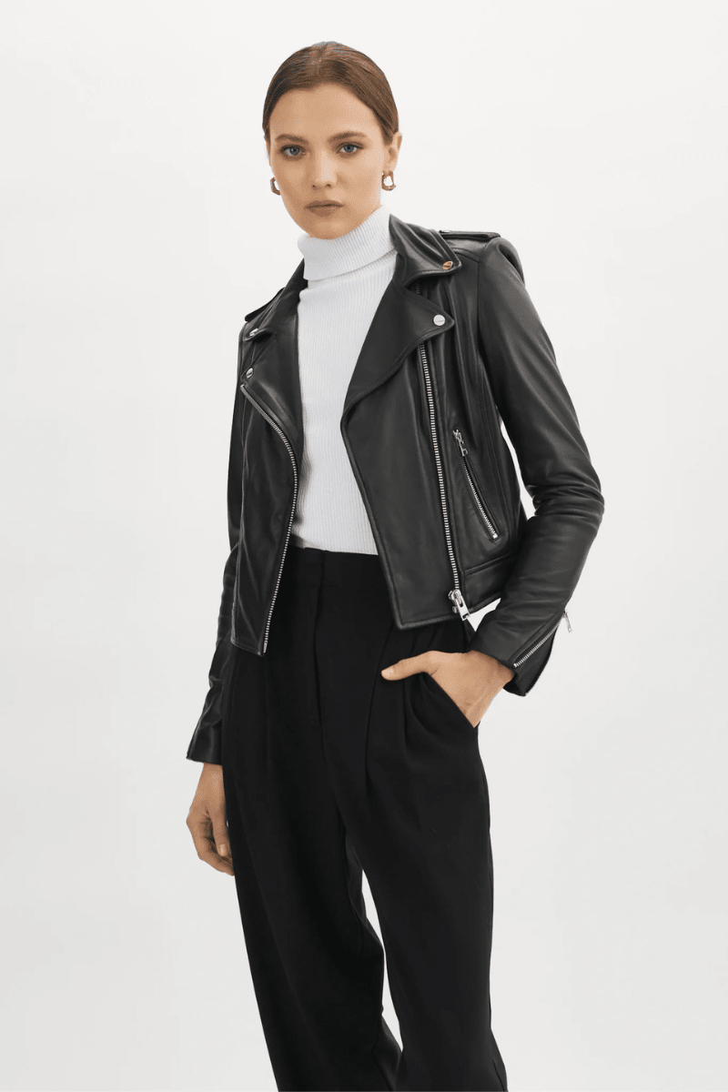 Outerwear - Lamarque - Donna Black Leather Jacket - Archery Close