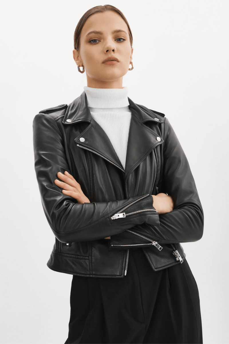 Outerwear - Lamarque - Donna Black Leather Jacket - Archery Close