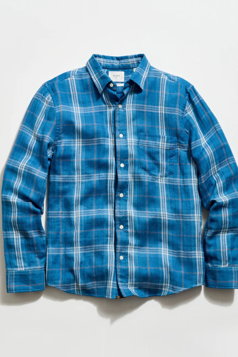 Shirts & Tops - Billy Reid - Double Face Plaid Cypress Shirt - Washed Indigo - Archery Close