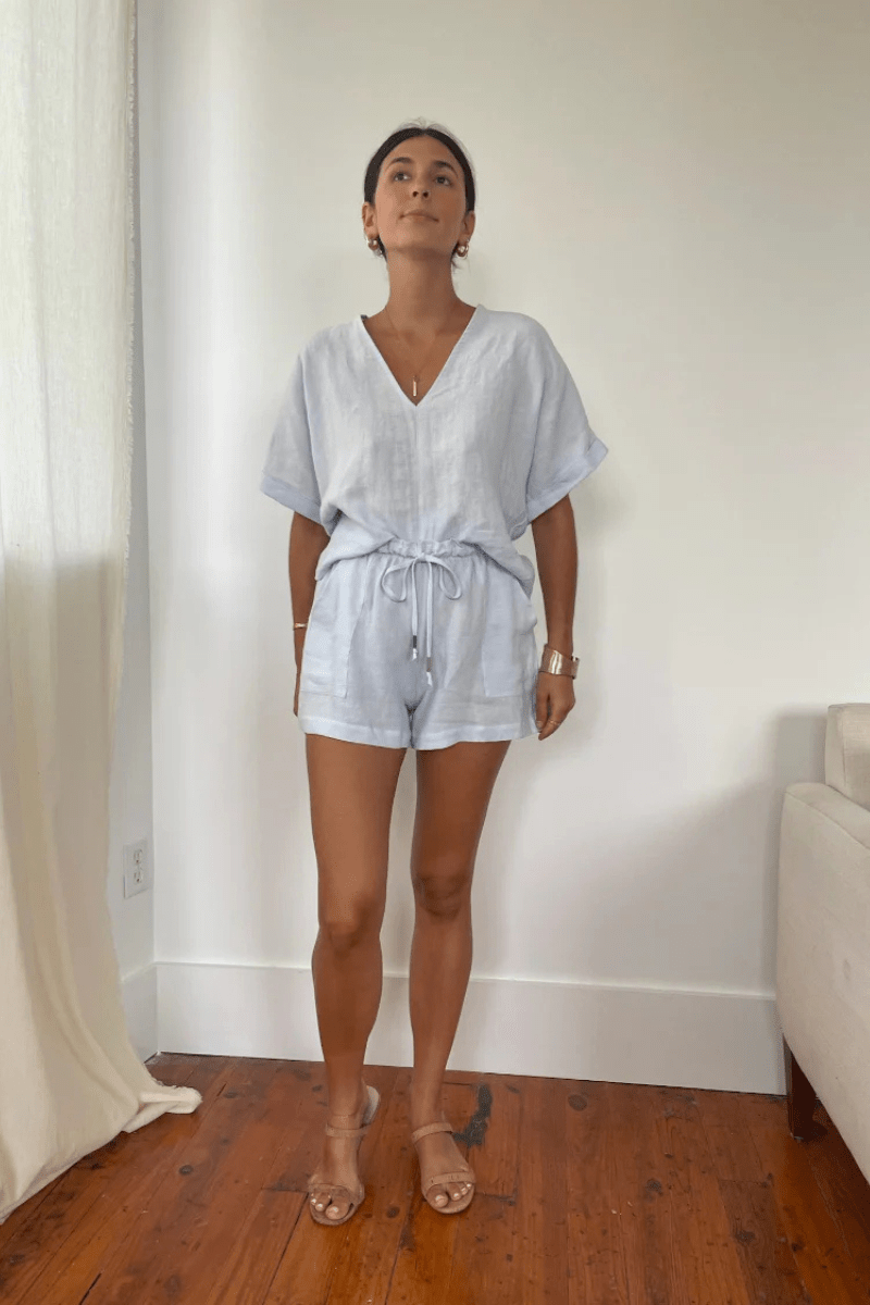 Shirts & Tops - Natalie Busby - Easy Cuff T - Sky Linen - Archery Close