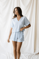 Shirts & Tops - Natalie Busby - Easy Cuff T - Sky Linen - Archery Close