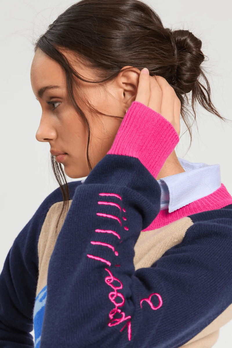 Sweater - Vilagallo - Ecru & Navy Ski Sweater - Archery Close