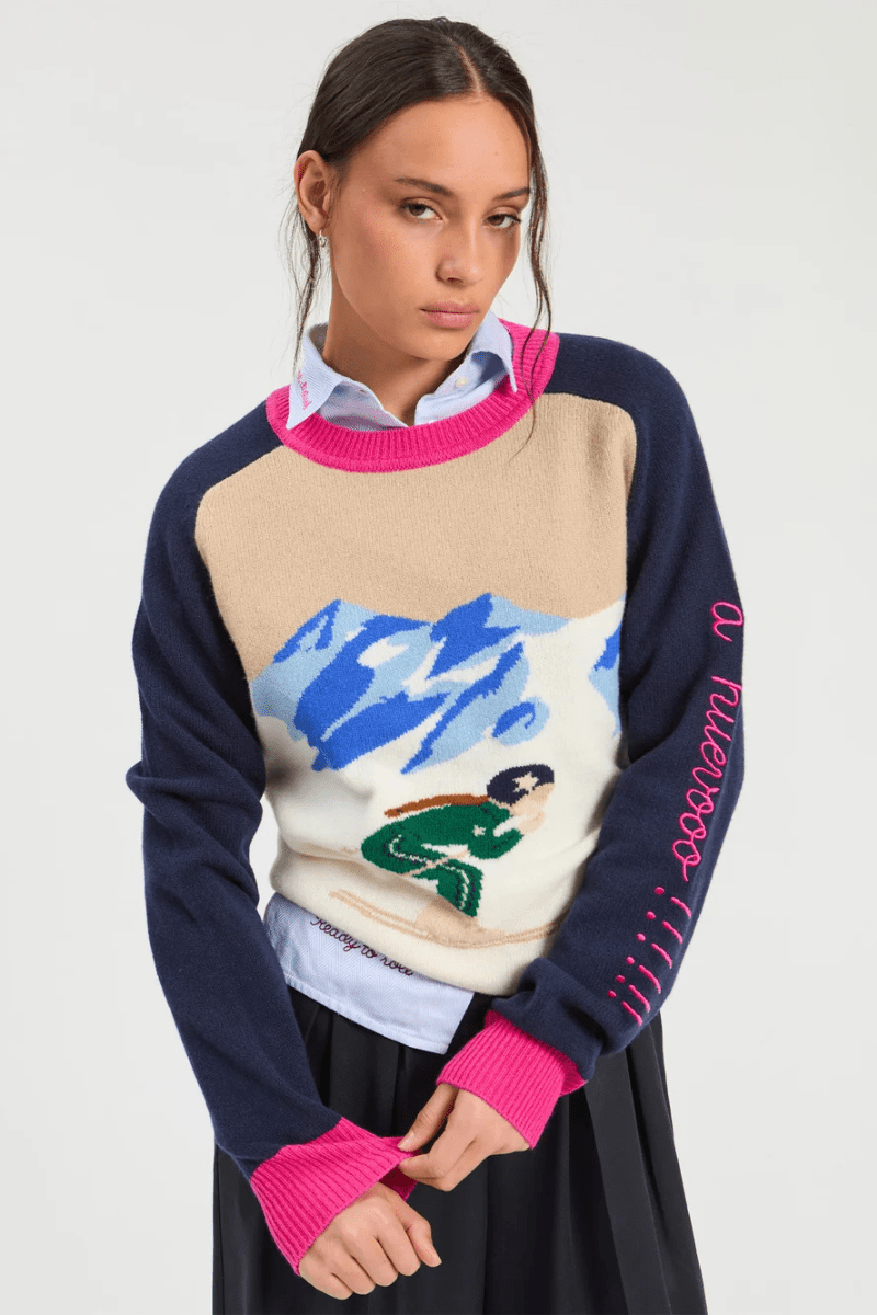 Sweater - Vilagallo - Ecru & Navy Ski Sweater - Archery Close
