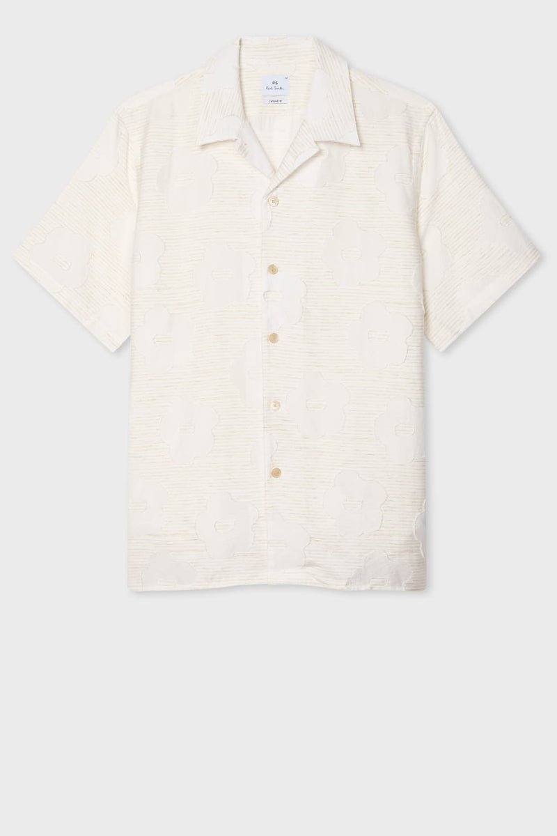 Shirts & Tops - Paul Smith - Ecru 'Zine Floral' Fil Coupe Shirt - Archery Close