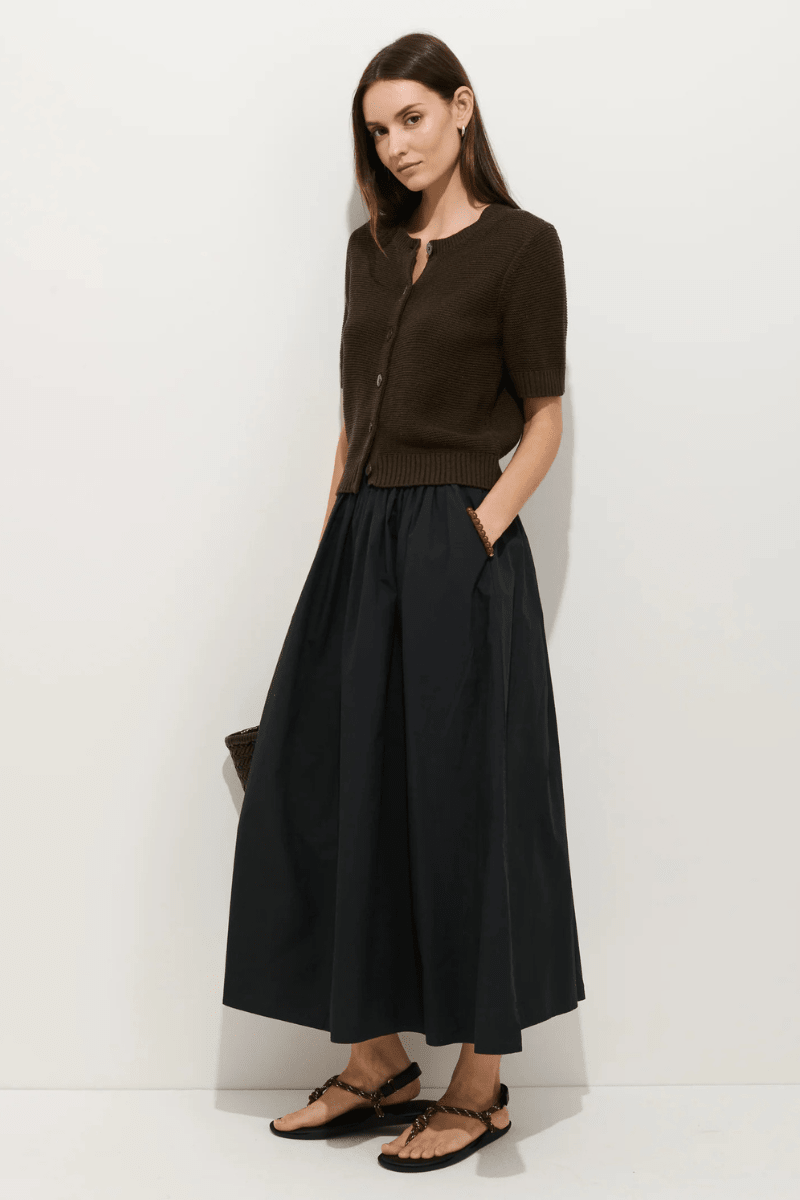 Sweater - Alex Mill - Elle Cardigan In Linen Cotton - Roasted Bean - Archery Close