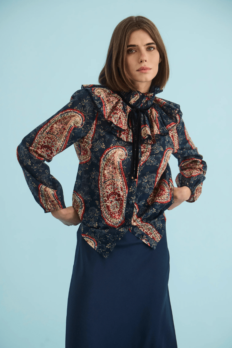 Shirts & Tops - Hunter Bell - Eloise Top in Twilight Paisley - Archery Close