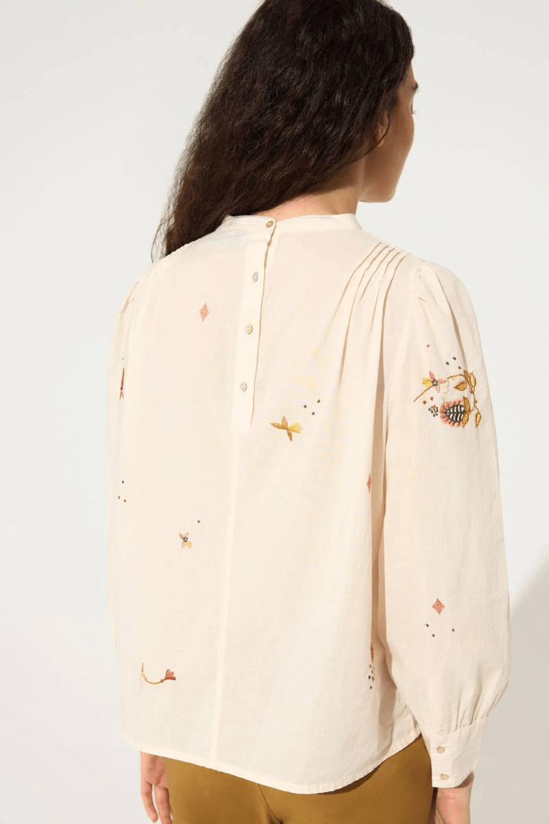 Shirts & Tops - Cotelac - Embroidered Blouse in Ecru - Archery Close