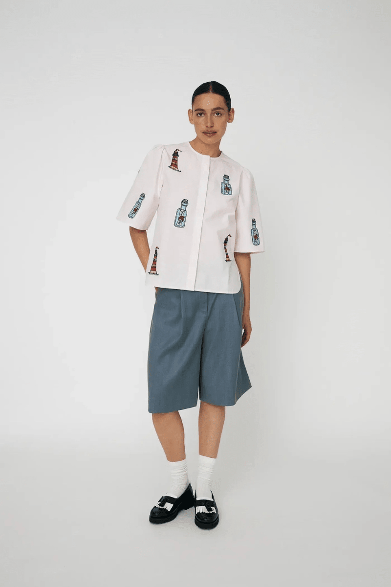 Shirts & Tops - Stella Nova - Embroidered Bow Shirt - Archery Close