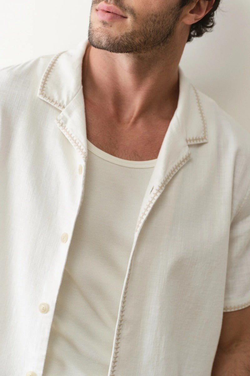 Marine Layer Embroidered Resort Shirt - White