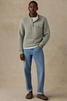 Faherty Brand Epic Quilted Fleece Pullover - Pine Rock Heather