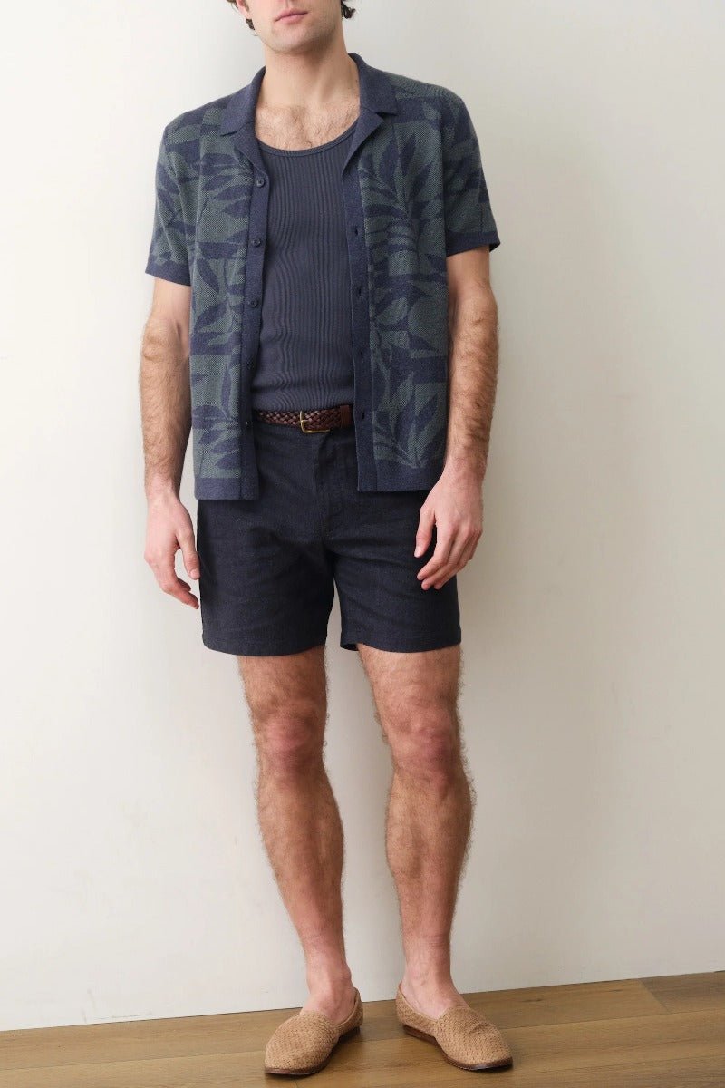 Marine Layer Ethan Resort Sweater - Navy Laurel Wreath