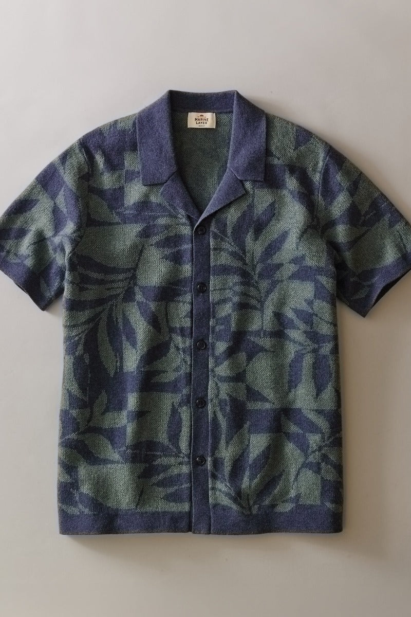 Marine Layer Ethan Resort Sweater - Navy Laurel Wreath