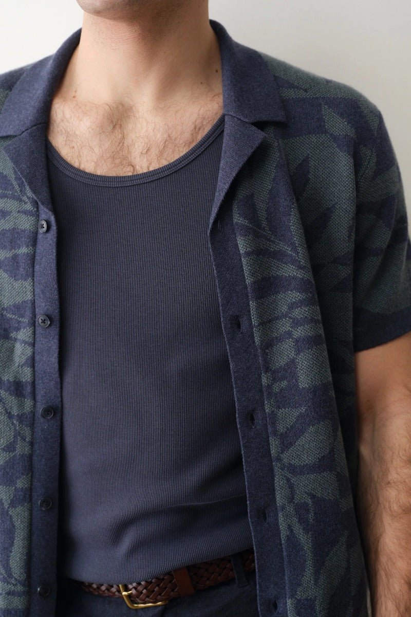 Marine Layer Ethan Resort Sweater - Navy Laurel Wreath