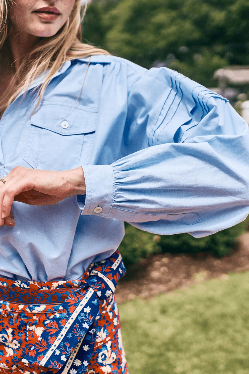 Shirts & Tops - Hunter Bell - Evangeline Shirt in Oxford Blue - Archery Close