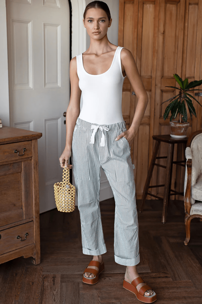 Pants - Emerson Fry - Family Cargo Pant in Moss Stripe - Archery Close