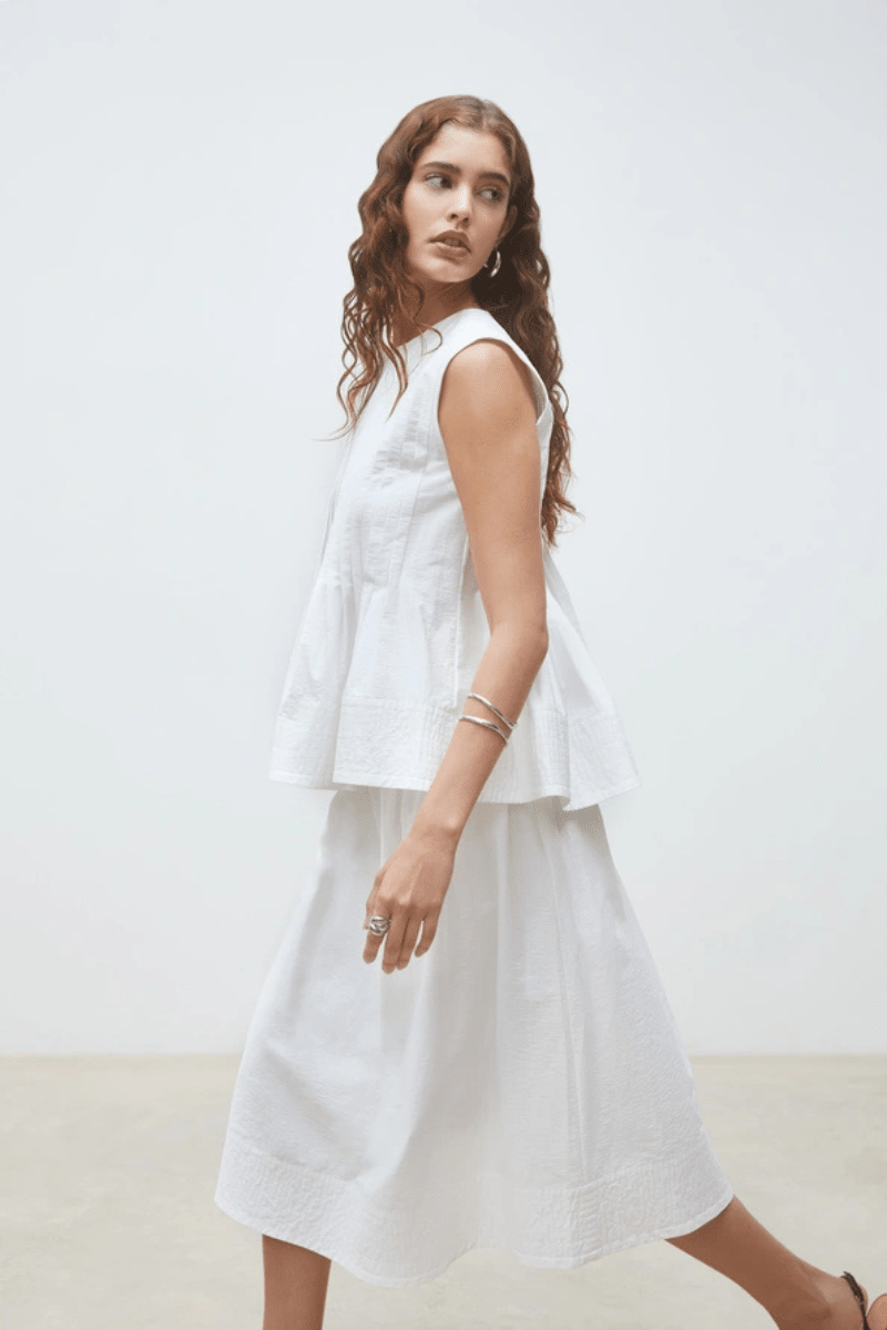 Skirts - Suncoo Paris - Faye Skirt in White - Archery Close