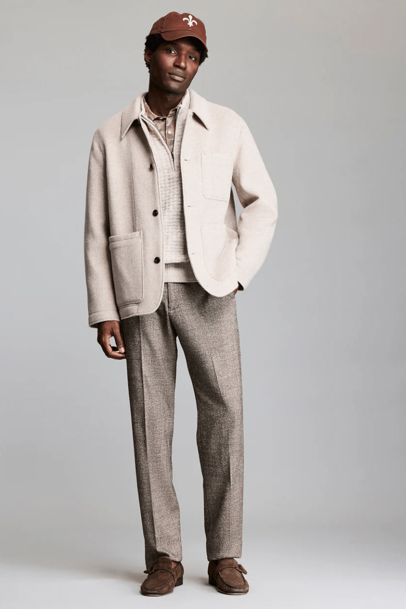 Outerwear - Billy Reid - Felted Wool Chore Coat in Dove Heather - Archery Close