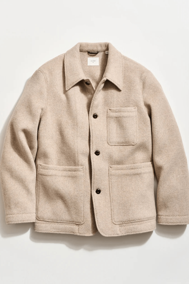 Outerwear - Billy Reid - Felted Wool Chore Coat in Dove Heather - Archery Close