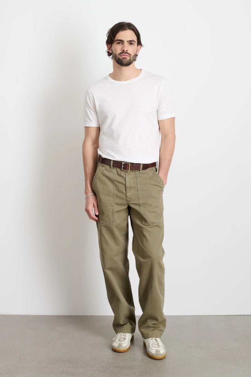 Alex Mill Field Pant in Herringbone - Vintage Olive