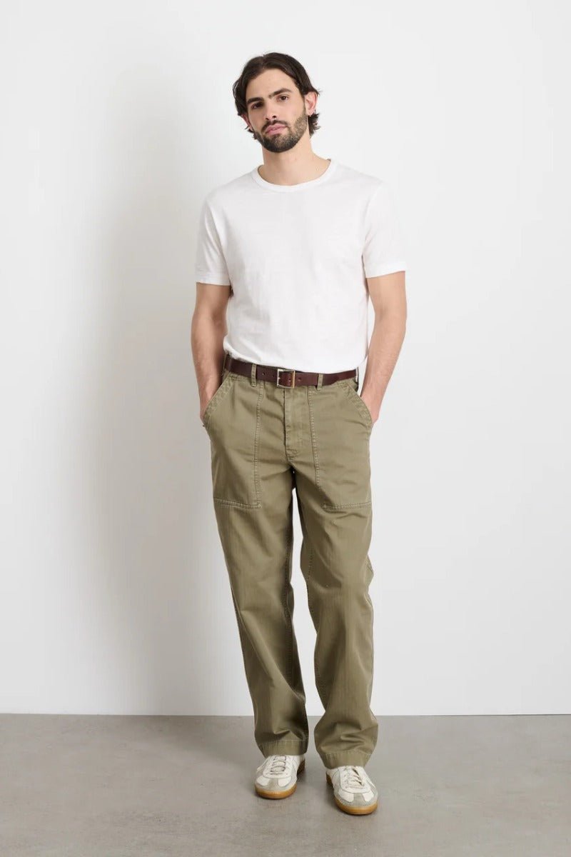 Alex Mill Field Pant in Herringbone - Vintage Olive