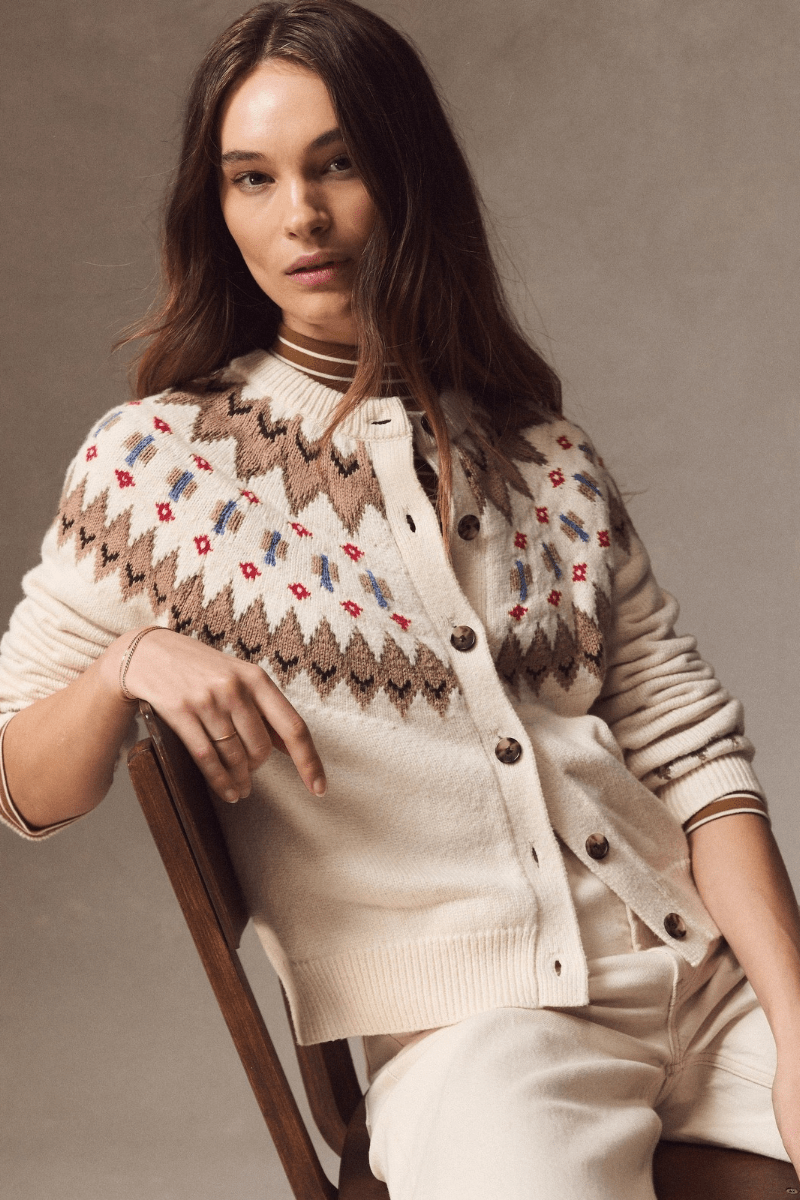 Sweater - Marine Layer - Fiorella Fair Isle Cardigan - Archery Close