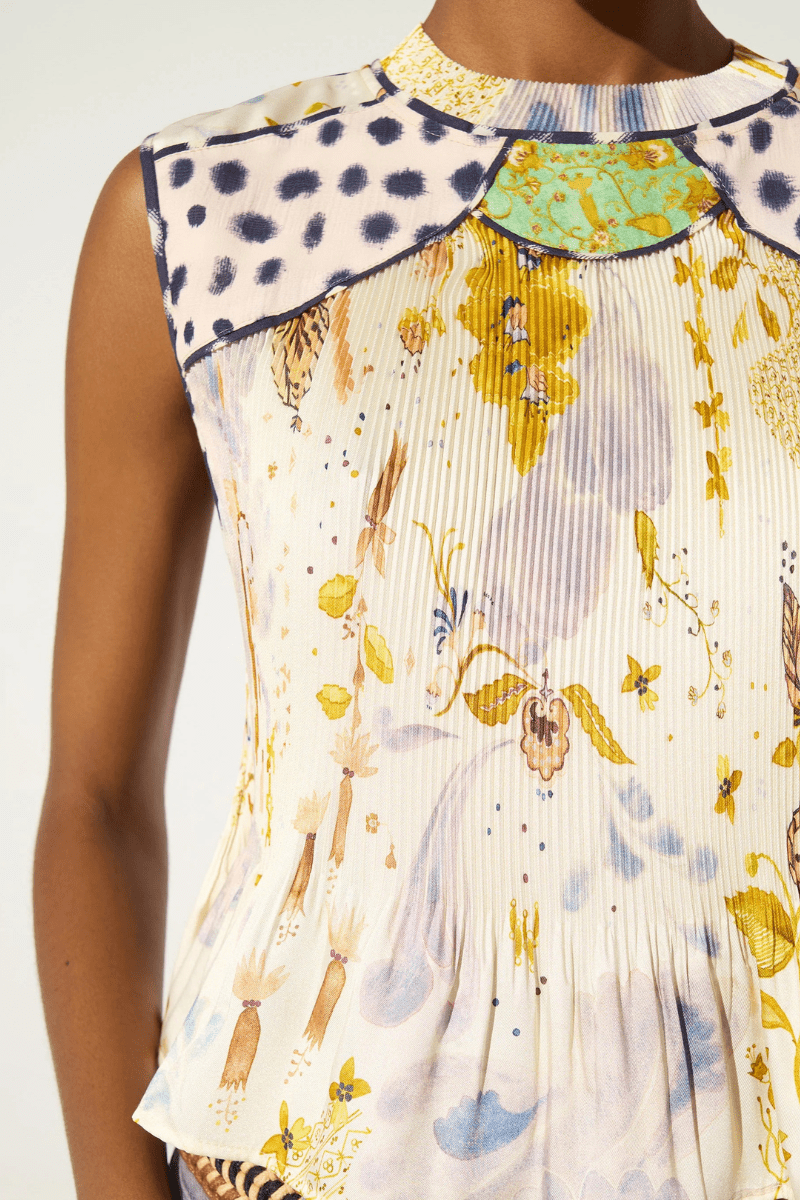 Shirts & Tops - Cotelac - Fitted White Print Tank - Archery Close