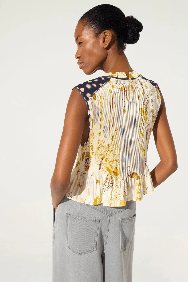 Shirts & Tops - Cotelac - Fitted White Print Tank - Archery Close