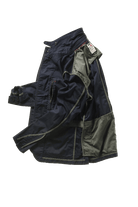 Navy and green jacket on a white background