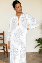 Dresses - Emerson Fry - Folk Maxi Dress in Maeve Outline Indigo - Archery Close